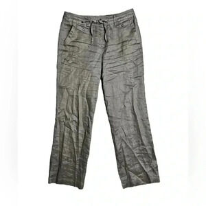 Sandro Womens Taupe Gray Linen Casual Wide Leg Pants Size 8